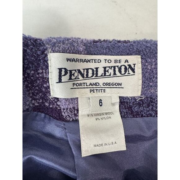 Twee Vintage Plaid Pencil Skirt Wool Pendleton Purple Size 6 Preppy Grease - Picture 4 of 6